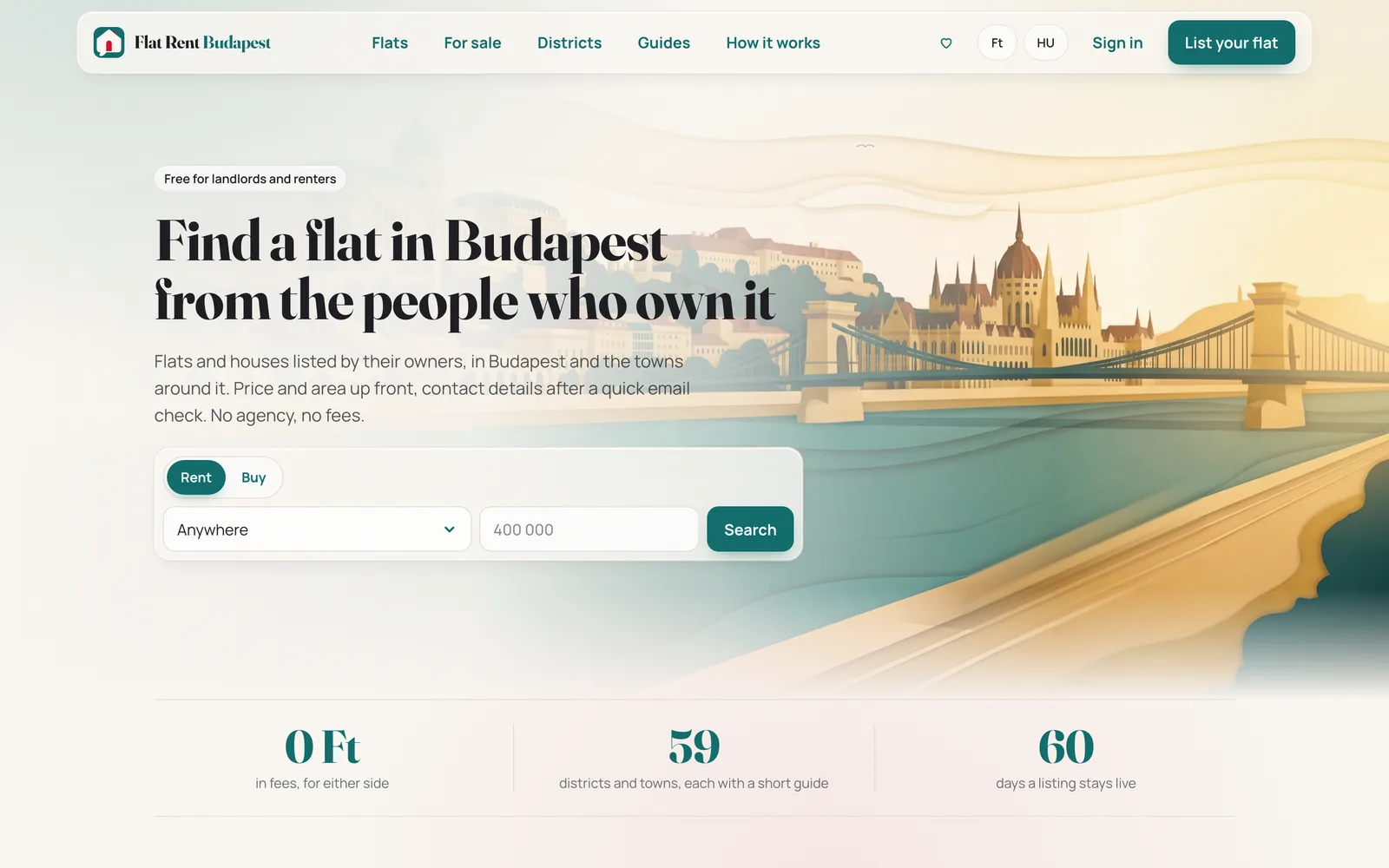 Flat Rent Budapest home page: find a flat in Budapest from the people who own it